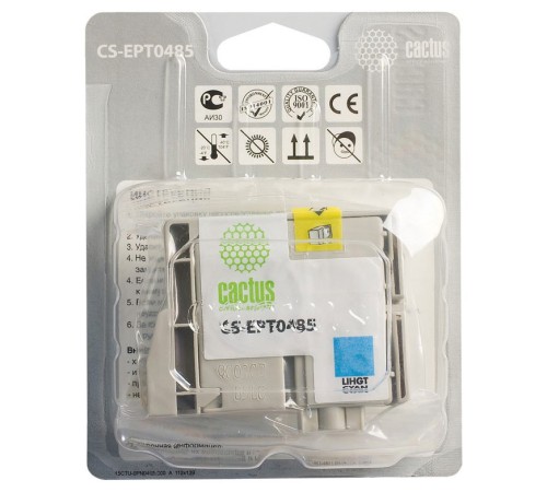 Картридж струйный Cactus CS-EPT0485 светло-голубой (14.4мл) для Epson Stylus Photo R200/R220/R300/R320/R340/RX500/RX600/RX620/RX640