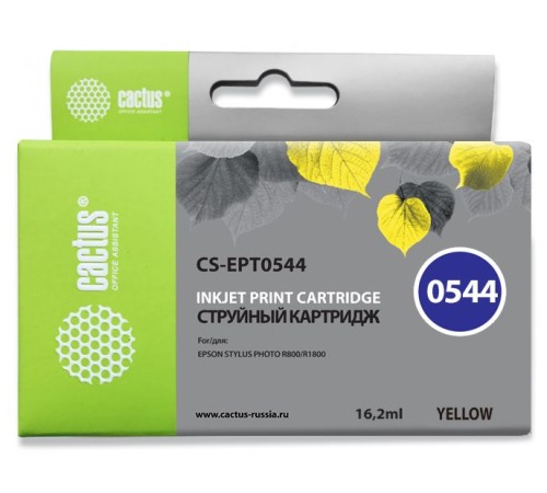 Картридж струйный Cactus CS-EPT0544 желтый (16.2мл) для Epson Stylus Photo R800/R1800