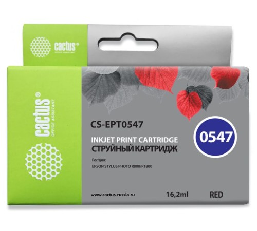 Картридж струйный Cactus CS-EPT0547 красный (16.2мл) для Epson Stylus Photo R800/R1800