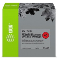 Картридж струйный Cactus CS-PG40 черный (18мл) для Canon Pixma MP150/MP160/MP170/MP180/MP210/MP220/MP450/MP460/MP470/iP1200/iP1300/iP1600/iP1700/iP1800/iP190