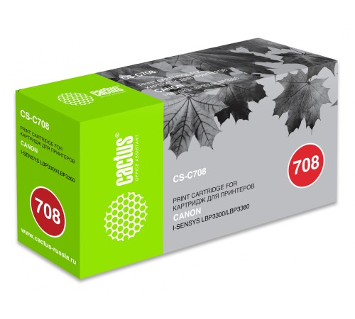 Картридж лазерный Cactus CS-C708 708H черный (2500стр.) для Canon LBP-3300/3360/3300/3360