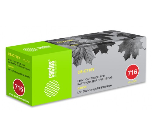 Картридж лазерный Cactus CS-C716Y 716 Y желтый (1500стр.) для Canon i-Sensys MF8030/MF8030cn/MF8050/LBP 5050