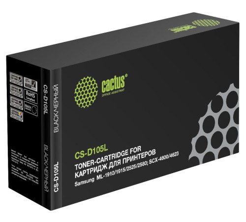 Картридж лазерный Cactus CS-D105L MLT-D105L черный (2500стр.) для Samsung ML-1910/1915/2525/2580/SCX-4600/4623/SF-650/650P