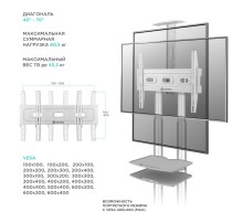 Мобильная стойка ONKRON на 1 ТВ ONKRON TS1552 White