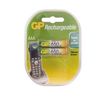 Перезаряжаемые аккумуляторы GP 65AAAHC AAA, емкость 650 мАч - 2 шт. в клемшеле GP 4891199109799
