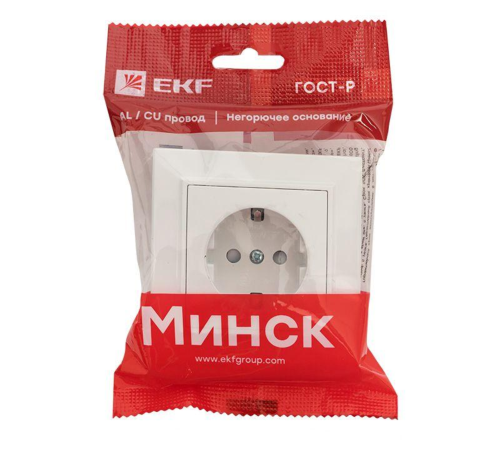 EKF ERR16-028-100 Минск Розетка 1-местная СП с заземлением 16А белая с защ. штор. EKF Basic EKF ERR16-028-100 Минск Розетка 1-местная СП с заземлением 16А белая с защ. штор. EKF Basic