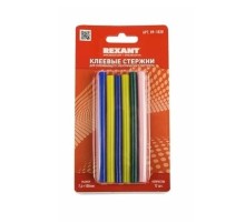 REXANT (09-1020) Клеевые стержни d=7,4 мм, L=100 мм, цветные (упак. 12 шт.) (блистер)