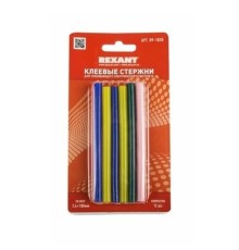 REXANT (09-1020) Клеевые стержни d=7,4 мм, L=100 мм, цветные (упак. 12 шт.) (блистер)