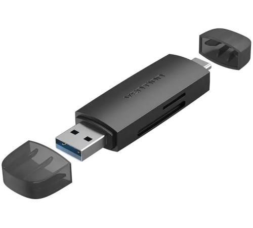 Картридер Vention USB 3.0 A+C (SD+TF) Черный Vention CLKB0 Картридер Vention USB 3.0 A+C (SD+TF) Черный Vention CLKB0