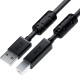 GCR Кабель PROF 3.0m USB 2.0, AM/BM, черный, ферритовые кольца, 28/24 AWG, экран, армированный, морозостойкий, GCR-52417 Кабель Greenconnect 2 м (GCR-52417)