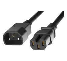 Шнур питания электрический силовой, серии TP-PC, IEC 60320 С14/IEC 60320 С15 прямой, 250B, 16A, 3х1.5 мм2, 1.5 м, черный