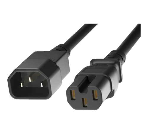 Шнур питания электрический силовой, серии TP-PC, IEC 60320 С14/IEC 60320 С15 прямой, 250B, 16A, 3х1.5 мм2, 1.5 м, черный