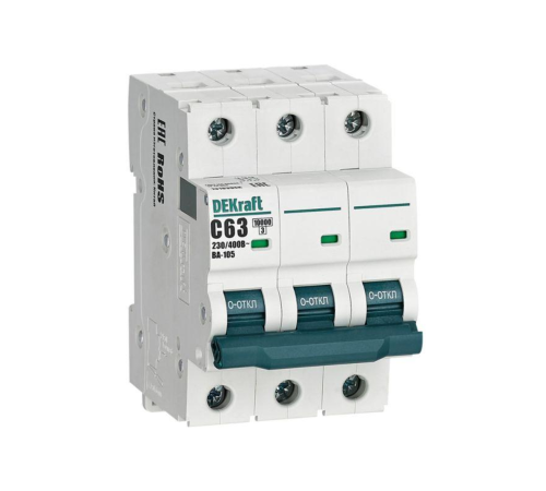 Выключатель автоматический модульный 3п C 63А 10кА ВА-105 DEKraft 13183DEK