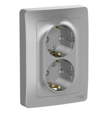Systeme electric BLNRS001123 BLANCA С/У РОЗЕТКА двойная с заземлением со шторк., 16А, 250В, АЛЮМИНИЙ