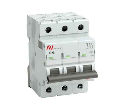 EKF mcb6-3-20D-av Выключатель автоматический AV-6 3P 20A (D) 6kA EKF AVERES