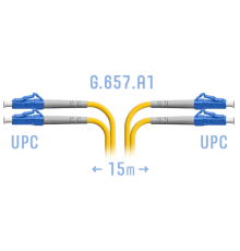 Патчкорд оптический LC/UPC SM G.657.A1 Duplex 15 метров