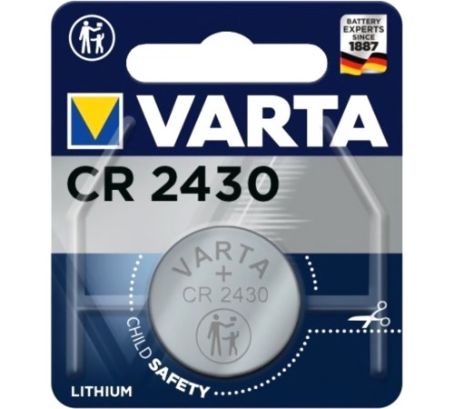 Батарейка Varta ELECTRONICS CR2430 BL1 Lithium 3V (6430) (1/10/100) Varta PRIMARY LITHIUM CR2430 (06430101401)