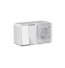 Блок ОП AtlasDesign PROFI IP54 (розетка 16А заземл. защ. шторки + 2-кл. выключатель 10А) сер. SE ATN