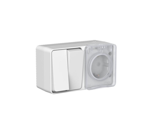 Блок ОП AtlasDesign PROFI IP54 (розетка 16А заземл. защ. шторки + 2-кл. выключатель 10А) сер. SE ATN