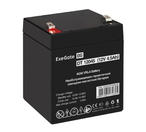 Exegate EX297510RUS Аккумуляторная батарея DT 12045 (12V 4.5Ah, клеммы F2) Exegate EX297510RUS Аккумуляторная батарея DT 12045 (12V 4.5Ah, клеммы F2)