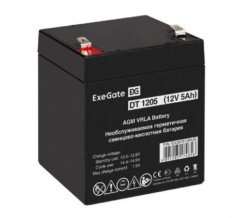 Exegate EX297513RUS Аккумуляторная батарея DT 1205 (12V 5Ah, клеммы F2)