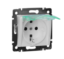 Valena Розетка 2К+З нем. ст. с крышкой с защ. шт. IP44, белый Legrand 774220