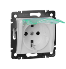 Valena Розетка 2К+З нем. ст. с крышкой с защ. шт. IP44, белый Legrand 774220