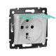 Valena Розетка 2К+З нем. ст. с крышкой с защ. шт. IP44, белый Legrand 774220