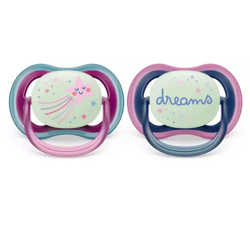 Пустышка ultra air, ночная, звезда/DREAMS, 6-18 мес., 2 шт. Philips Пустышка ultra air, ночная, звезда/DREAMS, 6-18 мес., 2 шт. (SCF376/14)