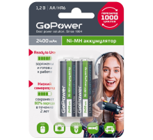 Аккумулятор предзаряженный RTU GoPower HR6 AA BL2 NI-MH 2400mAh (2/20/240) блистер (2 шт.) Аккумулятор предзаряженный RTU GoPower HR6 AA (00-00018320)