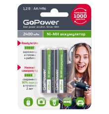Аккумулятор предзаряженный RTU GoPower HR6 AA BL2 NI-MH 2400mAh (2/20/240) блистер (2 шт.) Аккумулятор предзаряженный RTU GoPower HR6 AA (00-00018320)