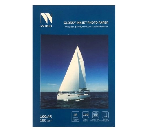 NV Print (NVP-180Gl4Rs100) Глянцевая фотобумага для струйной печати 180 г/м2 4R(100mmx150mm) 100  листов
