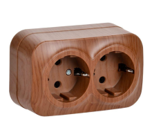 IEK ERH21-K24-16 РС22-3-ХД Розет. 2-ая с з/к о/у 16А GLORY дуб