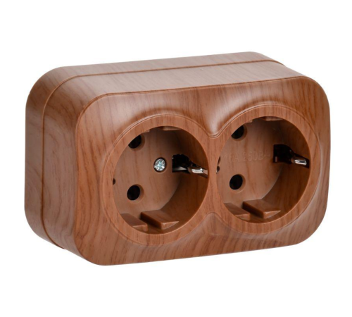 IEK ERH21-K24-16 РС22-3-ХД Розет. 2-ая с з/к о/у 16А GLORY дуб