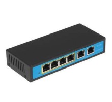 ORIENT SWP-7504POE/2P, PoE коммутатор 4 порта, 4xPoE 100Mbps + 2xUplink 100Mbps, Bandwidth 1.2Gbps, PoE-A (1/2+,3/6-), IEEE802.3af/at, мощность до 96Вт, дальность 100 метров, внешний БП