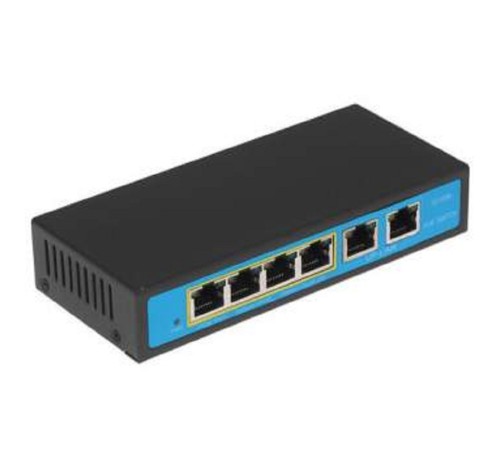 ORIENT SWP-7504POE/2P, PoE коммутатор 4 порта, 4xPoE 100Mbps + 2xUplink 100Mbps, Bandwidth 1.2Gbps, PoE-A (1/2+,3/6-), IEEE802.3af/at, мощность до 96Вт, дальность 100 метров, внешний БП