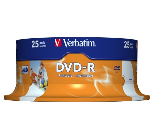 Диск DVD-R Verbatim 4.7Gb 16x Cake Box (25шт) Printable (43538)