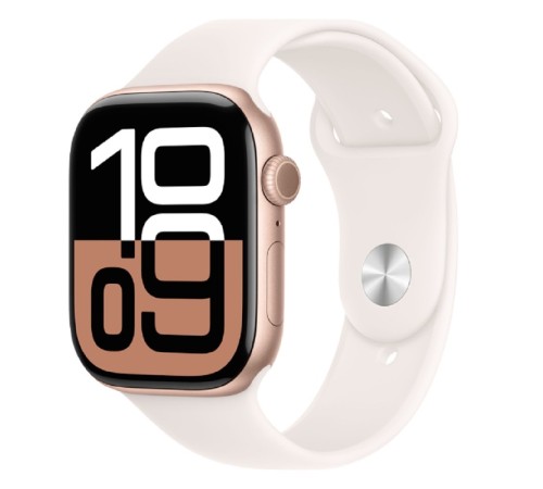Apple Watch Series 10 46mm Rose Gold Aluminium Case with Light Blush Sport Band - S/M (MWWT3ZP/A)