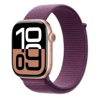 Apple Watch Series 10 46mm Rose Gold Aluminium Case with Plum Sport Loop (MWWV3LW/A)