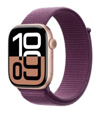 Apple Watch Series 10 46mm Rose Gold Aluminium Case with Plum Sport Loop (MWWV3LW/A)