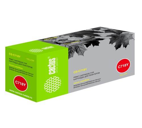 Картридж лазерный Cactus CS-C718Y 718 Y желтый (2900стр.) для Canon LaserBase MF8330i-Sensys/ MF8330cdni-Sensys/ MF8350i-Sensys/ MF8350cdni-Sensys; LBP7200i-Sensys/ 7200cdni-Sensys
