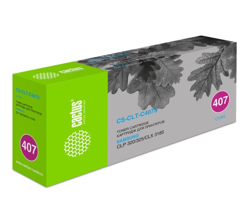 Картридж лазерный Cactus CS-CLT-C407S CLT-C407S голубой (1000стр.) для Samsung CLP320/320n/325/CLX3185/3185n/3185fn