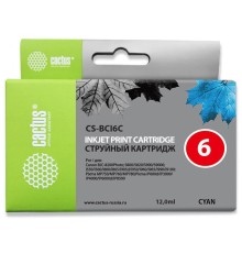 Картридж струйный Cactus CS-BCI6C голубой (12мл) для Canon S800/ S820/ S900/ S9000; i550/ i560/ i860/ i865/ i905D/ i950S/ i960x/ i965/ i990/ i9100/ i9950; JX500; MP750/ MP760; iP600D/ iP3000/ iP600D/ iP8500; BJC-8200 Photo