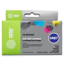 Картридж струйный Cactus CS-EPT0487 черный/голубой/пурпурный/желтый/светло-голубой/светло-пурпурный набор (88мл) для Epson Stylus Photo R200/R220/R300/R320/R340/RX500/RX600/RX620/RX640