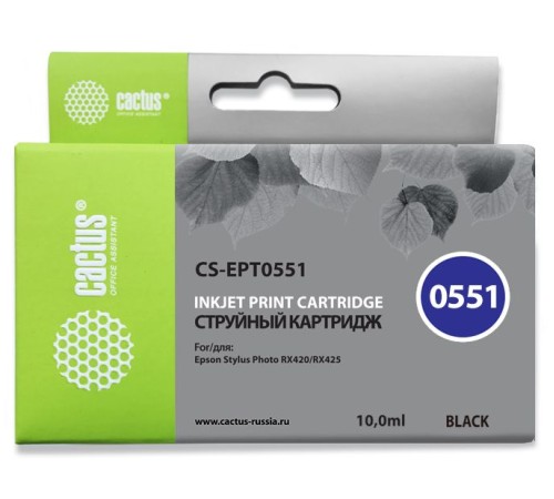 Картридж струйный Cactus CS-EPT0551 черный (10мл) для Epson Stylus RX520/Stylus Photo R240
