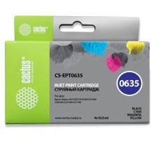 Картридж струйный Cactus CS-EPT0635 черный/голубой/пурпурный/желтый набор (40мл) для Epson Stylus C67/C87/CX3700/CX4100/CX4700