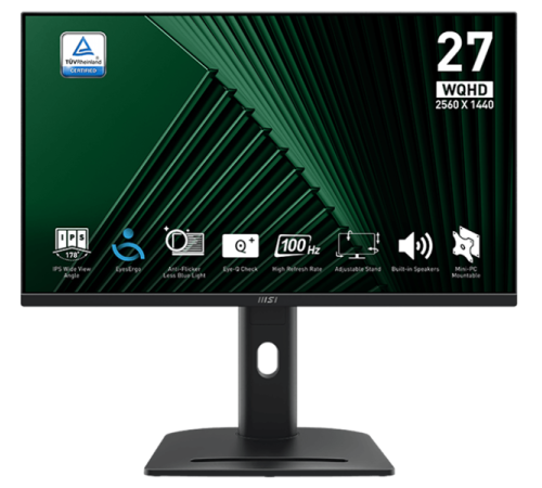 MSI PRO 27" MP275QPG {IPS 2560x1440 100Hz 4ms 300cd 2xHDMI DisplayPort Speakers HAS Pivot VESA} [9S6-3PC39M-069]