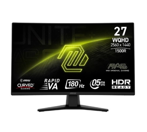 MSI MAG 27" 274CQF Black {VA Curved 2560x1440 180Hz 0.5ms 300cd 2xHDMI DisplayPort Tilt VESA} [9S6-3CE31T-015]