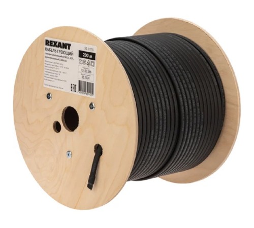 Rexant (51-0275) Кабель греющий (нагревательный) саморегулирующийся SRL16-2CR, экранированный, 16Вт/м, 0,9мм2/105м, 200м Rexant (51-0275) Кабель греющий (нагревательный) саморегулирующийся SRL16-2CR, экранированный, 16Вт/м, 0,9мм2/105м, 200м
