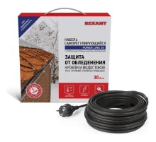 Rexant (51-0649) Кабель греющий саморегулирующийся на трубу (для обогрева труб, водостоков и кровли) POWER Line 30SRL-2CR (2м/60Вт)